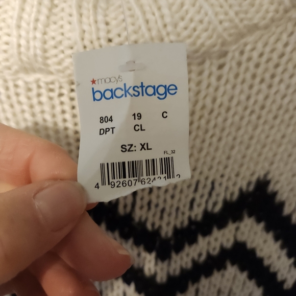 CLICHE White/Black Knit Wide Sleeves Loose Fitting Wool/Acryl Sweater Size XL - Picture 4 of 5